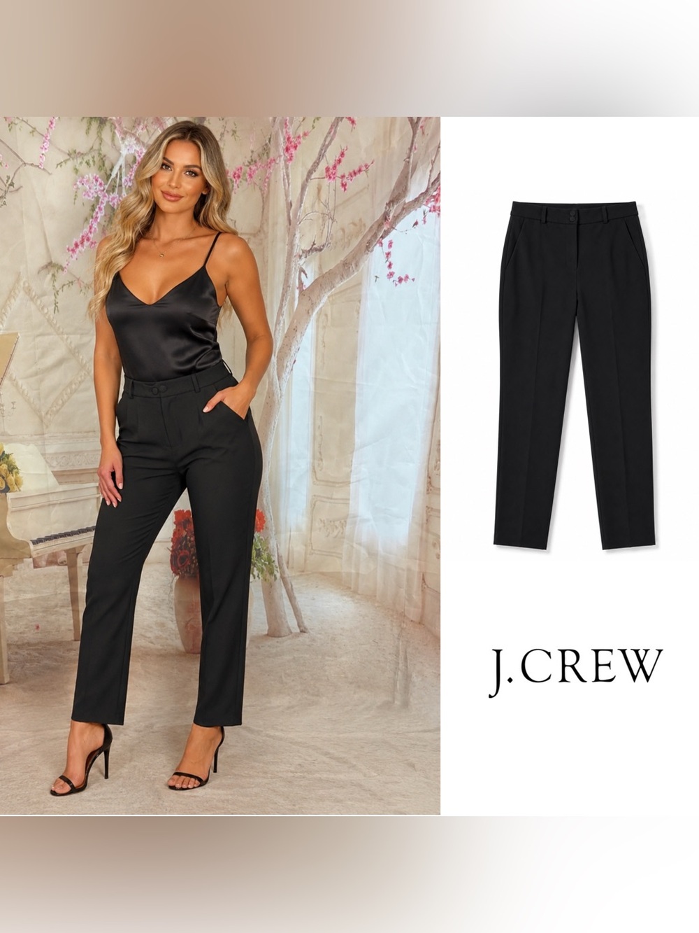 NEW J. Crew Black High-rise Cameron pant in four-season stretch - Picture 1 of 9